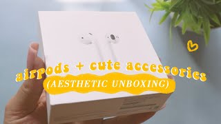 apple airpods asmr unboxing 📦 🍎  + cute case accessories *aesthetic* 2021