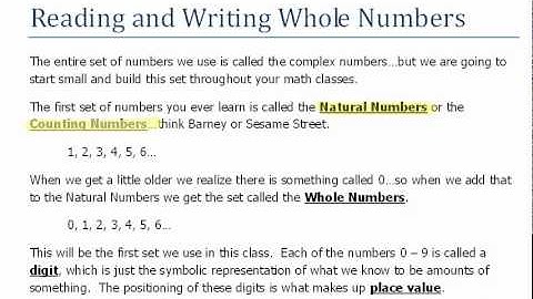 Place Value of Whole Numbers 1.1