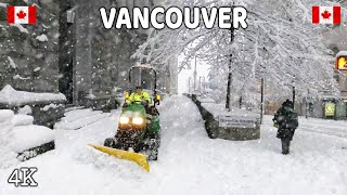 【4K】❄❄❄ EXTREME SNOWSTORM in Downtown Vancouver BC, Canada 2024.