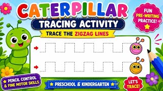 Caterpillar Tracing Activity 🐛 | Trace Zigzag Lines | Preschool & Kindergarten #@gokulam.
