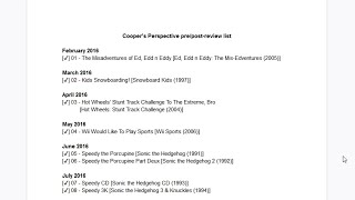 Looking at a Coopers Perspective pre/post review list document!