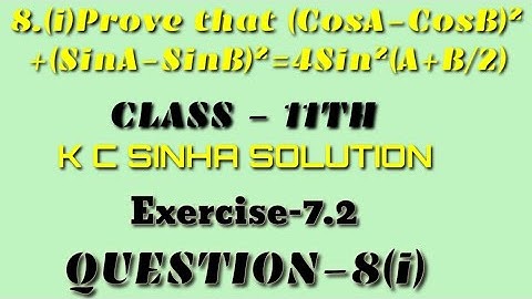 Trigonometric Function class 11th ||K.C Sinha solution ||Exercise-7.2 Question- 8 (i)