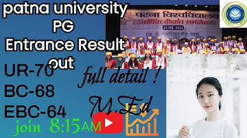 patna university m.ed entrance result 2022    // out// Result check