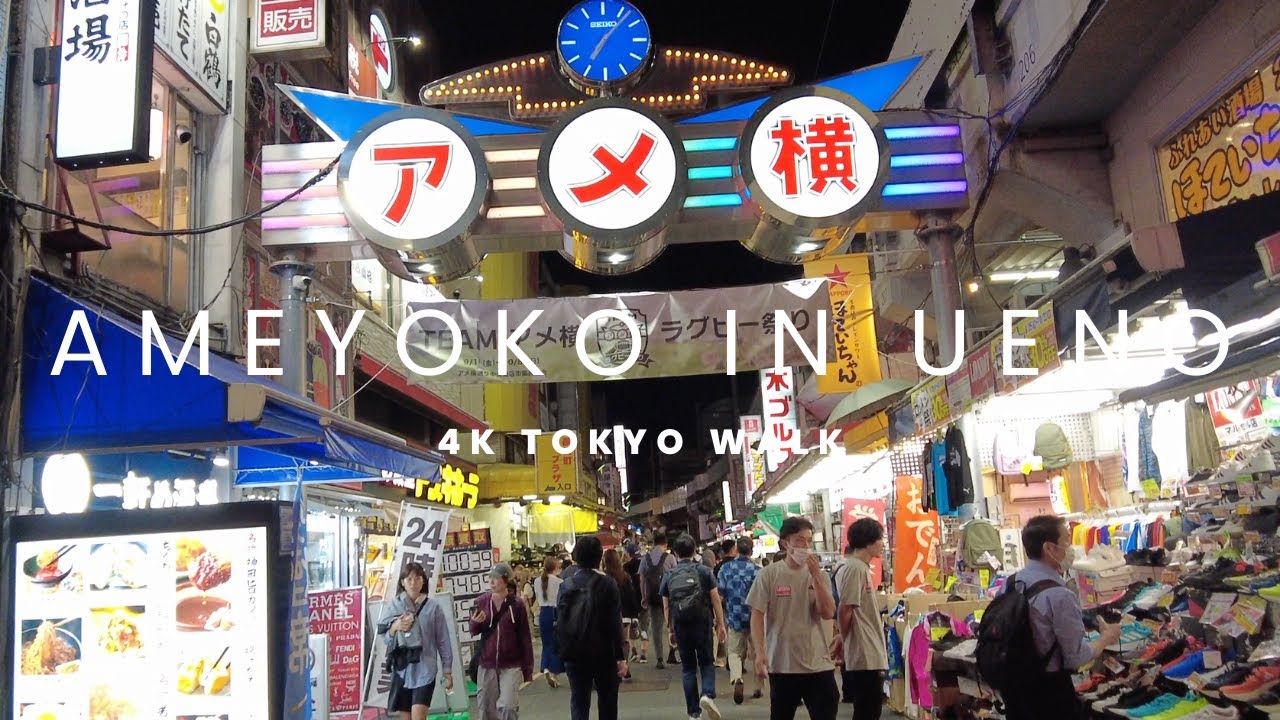 【4K Tokyo Walk】Night walk in Ueno and Ameyoko/上野・アメ横の夜散歩 - YouTube