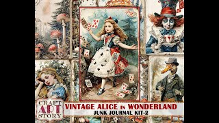 Vintage Alice Wonderland Junk Journal Kit