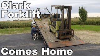 Clark Forklift Moved from the Field Where it Sat for 17 Years