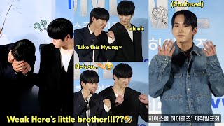 Lee Jungha adorably pulled Kim Dowan in for a boxing pose🥊nervous Yuk Junseo looked so  awkward😆