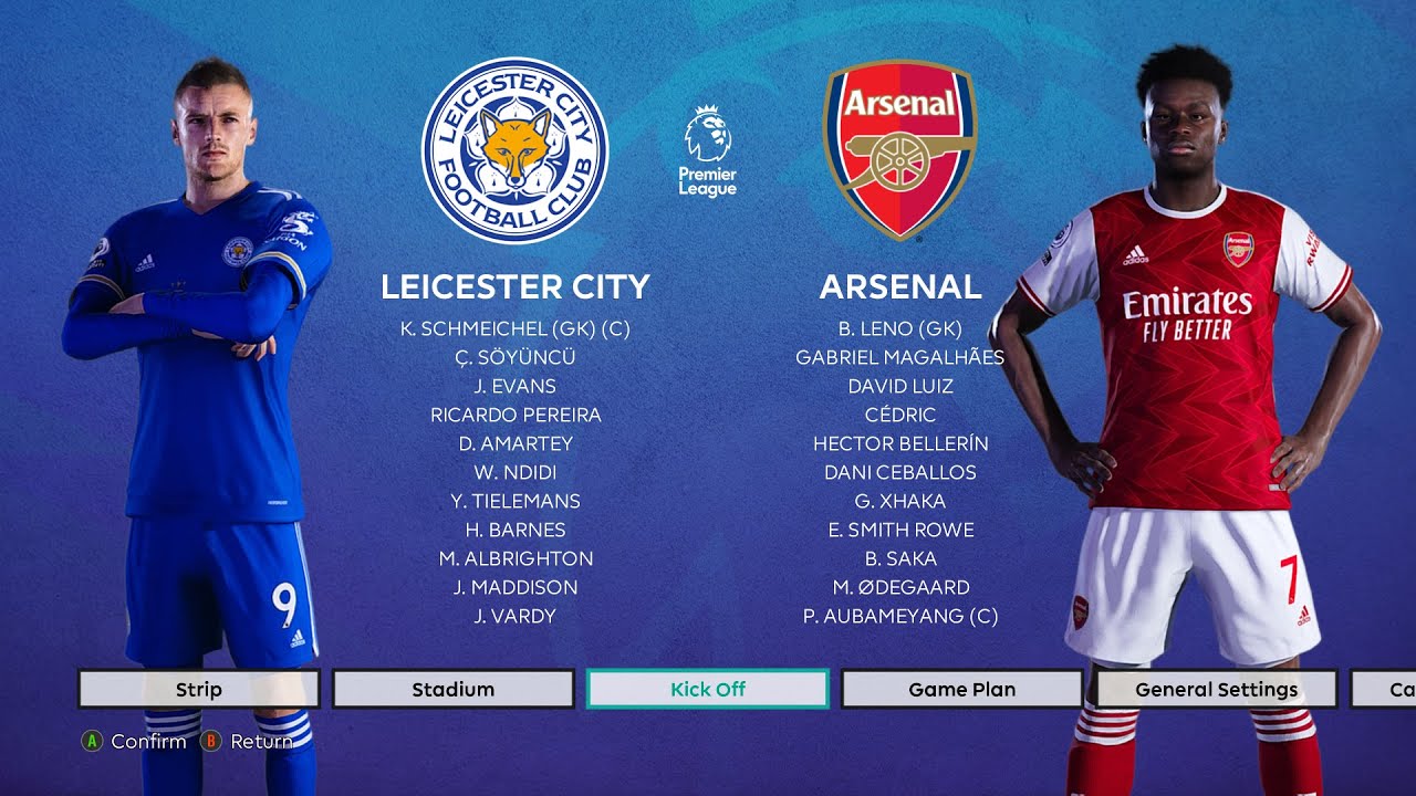 Pes 21 Leicester City Vs Arsenal Pl 21 Fhd Gameplay With Realistic Mods Youtube
