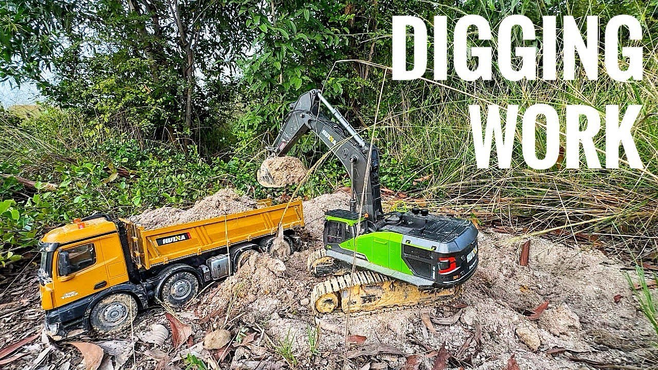 Digging Work with RC Excavator and Truck with ASMR | RC Truck Lab