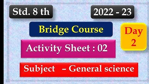 8th Class Science Bridge Course Activity 2 Semi English | Setu abhyaskram 8th class science day 2