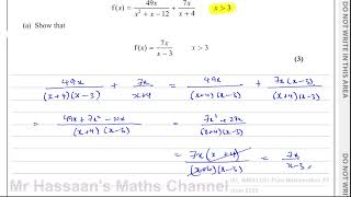 WMA13/01, (Edexcel), IAL, P3, June 2025, Q4, Algebraic Fractions, Differentiation (Quotient Rule)