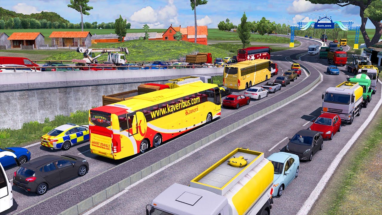 Volvo Bus Stuck in Traffic Jam | Indian Volvo Bus Game | Volvo Bus Chasing