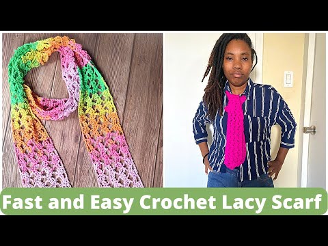 How to Crochet Simple and Cute Lacy Crochet Scarf | Toyslab Creations
