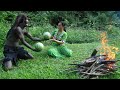 Primitive Life - Find food in the wild survive meet watermelon - Forest people