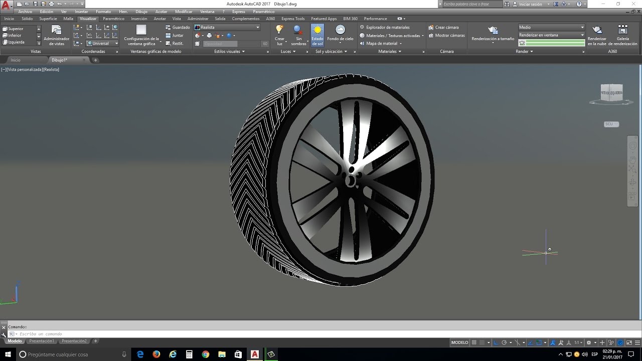 2.-Como hacer una llanta con rin en Autocad 3D 2 de 2 - YouTube