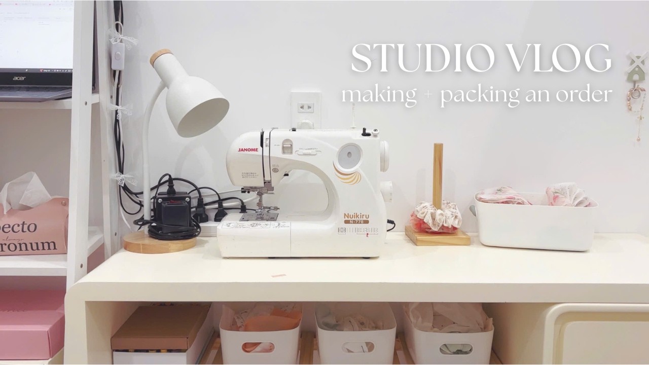 STUDIO VLOG 🧵 making & packing an order | may và đóng gói một đơn scrunchie xinh xắn