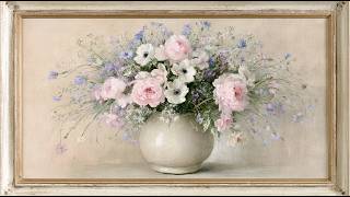 Soft Pink Peonies in a Vase | Romantic Floral Painting for TV, Elegant Home Art & Relaxing Decor