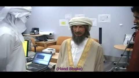 Ibn Sina Arabic Speaking Humanoid Robot Interacting with Students at IRML (English Subtitles)