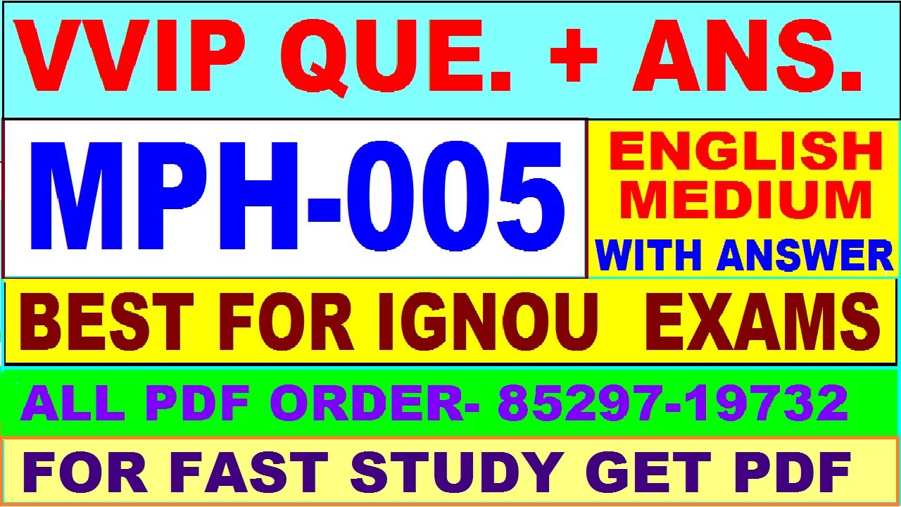 MPH 005 important questions with answer in English | mph 005 Previous ...
