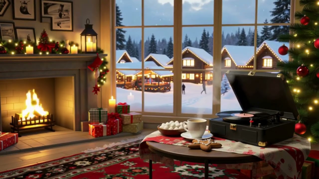 Ultimate Christmas Day ❄️ Warm Fireplace & Vintage Vinyl Sounds