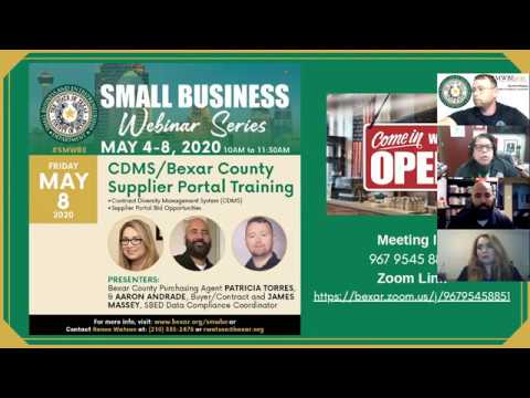 CDMS / Bexar County Purchasing Supplier Portal Training Webinar Series hosted by SBED