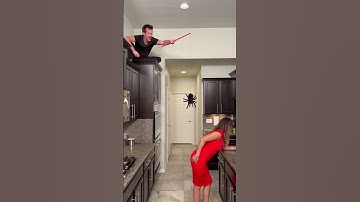 She freaked out 😆 #spider #prank #funnypranks