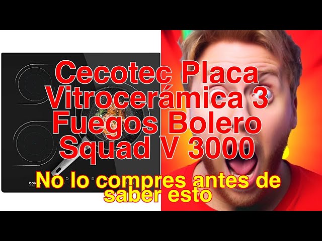 Placa de vitrocerámica - CECOTEC Bolero Squad V 3000, 3 Zonas zonas, 59 cm,  Black