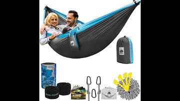 Double Camping Hammock with Tree Straps  4 in 1 Parachute Hanging Portable for Outdoor Backpacking