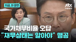 김민석, 48.4%인 국가채무비율 &quot;20~30% 정도&quot;…야 &quot;총리가 재무상태 정도는 알아야&quot; 맹공｜지금 이 장면