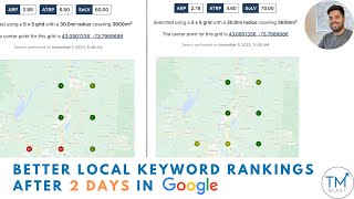 An Improvement in Local Keyword Rankings After 2 Days Using LocalFalcon