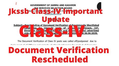 Jkssv Class-IV New dates for Document Verification || DV Rescheduled || Check Now