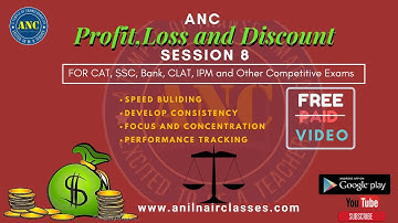 Profit, Loss & Discount | Session 8 |  ANIL NAIR CLASSES | Concepts, Shortcuts and Problems