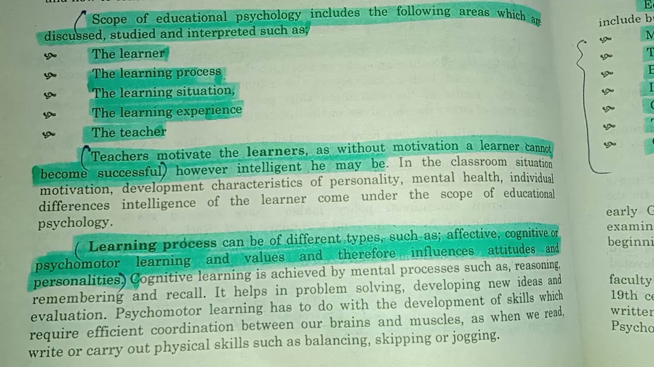 Definition, Role, Aim, Scope and Role of Educational psychology in Urdu 