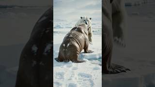 Polar Bear vs Walrus 🐻❄️⚔️ Nature's Frozen Showdown! #wildlife #shorts