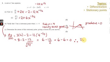 A level Maths - Edexcel June 2018 Paper 1 Q2 - Differentiation and stationary points