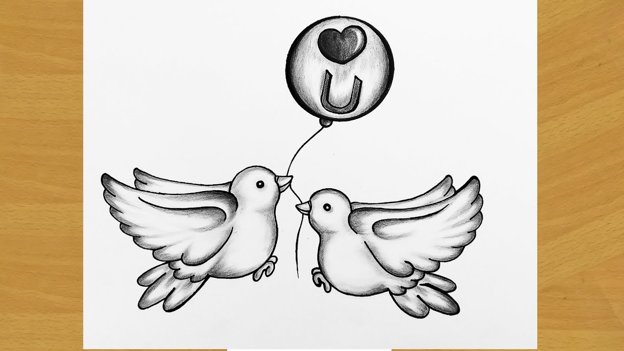 two birds in love drawing