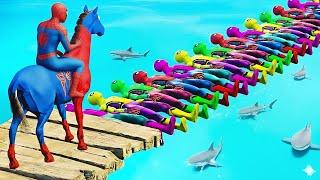Spider Man & Horse Long Slide Stunts Gt Animal Stunt 3D Game Extreme Long Slide Gameplay