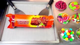 Wafer Roll İce Cream With Milk Chocolate Coating Oddly Satisfying Rough - 4K - Asmr