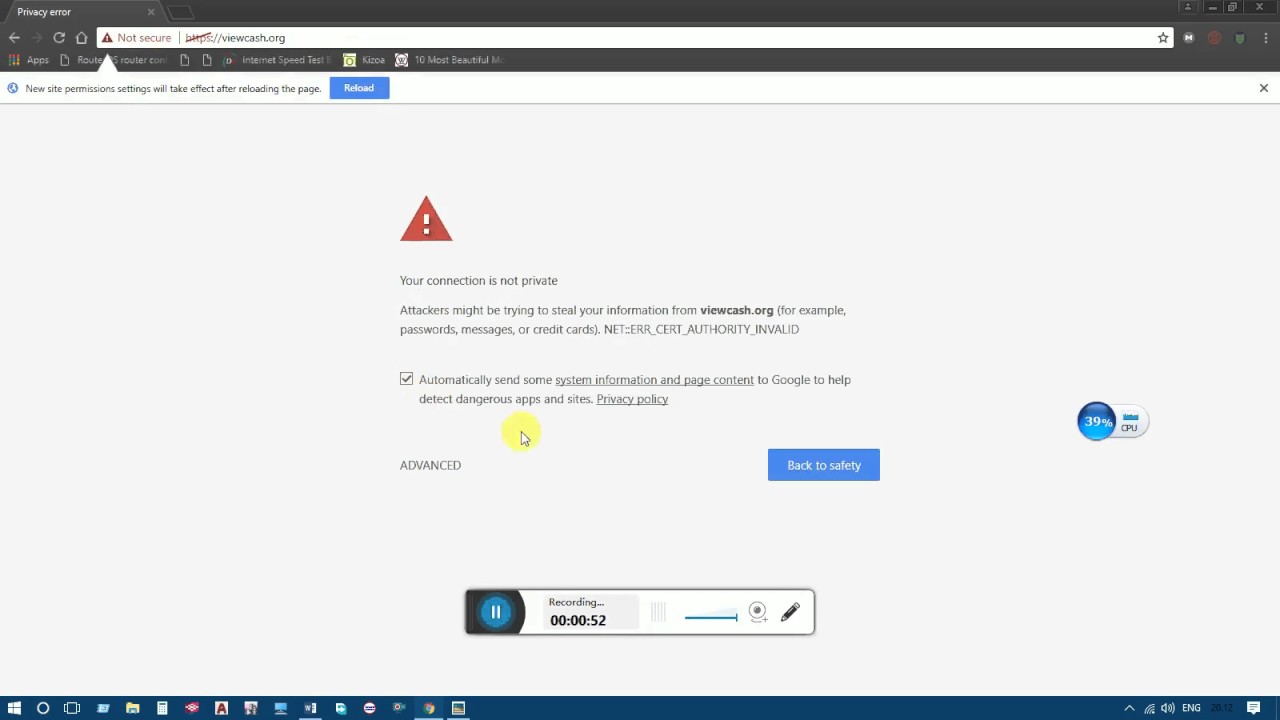 How do I allow unsafe websites on Chrome?