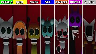 Phase 3 But Everyone Is Oren , Simon, Sky, Owackx, Durple Vs Mr Fun In Incredibox Sprunki
