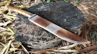 DIY simple bushcraft survival knife sheath from used PVC pipe with traditional pattern