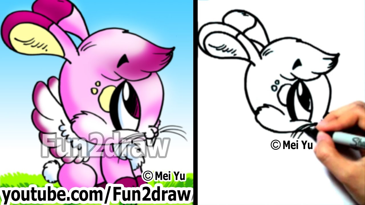 How to Draw Animals - How to Draw a Bunny with WINGS! - Cute Drawings