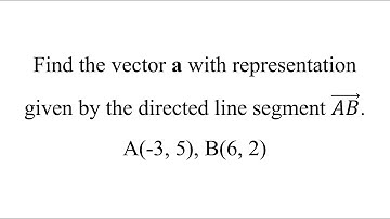 Find the vector a with representation given by the directed line segment (𝐴𝐵) ⃗. A(-3, 5), B(6, 2)
