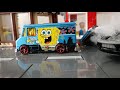 Spongebob truck vs police porsche hot wheels stop motion