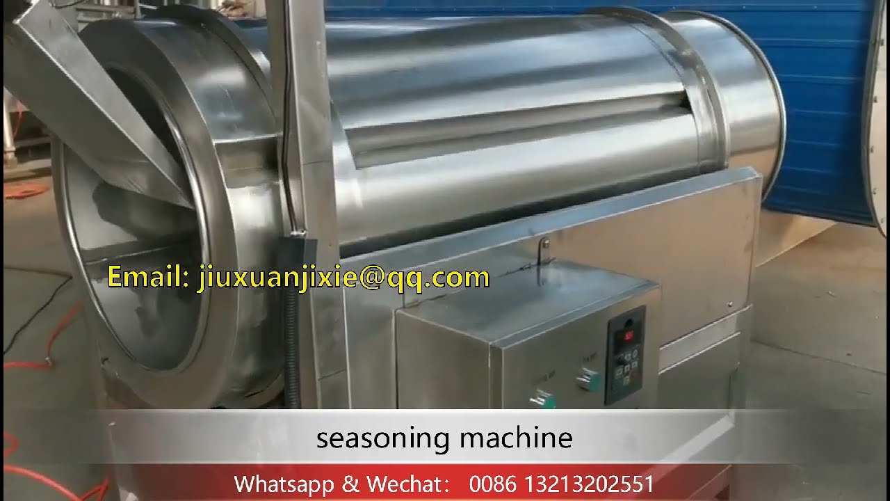 snack continuous seasoning drum flavoring machine with VFD drum rotating speed adjustable