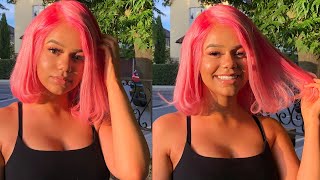 How to Install &amp; Safely Water Dye PINK a 613 Blonde Bob Wig at Home ft AffordHair | Tawana