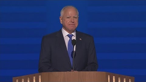 Democratic vice presidential nominee Minnesota Gov. Tim Walz speaks at DNC | Via: NBC/Pool