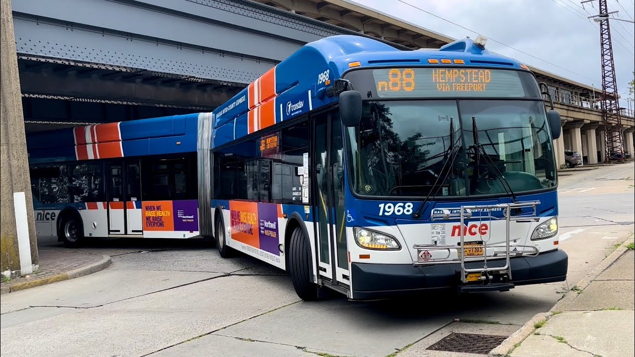 NICE Bus: 2016 New Flyer XN60 #1968 on the n88x at the Freeport