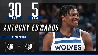 Anthony Edwards drops 30-PEICE with 5 3PM against Grizzlies 💪