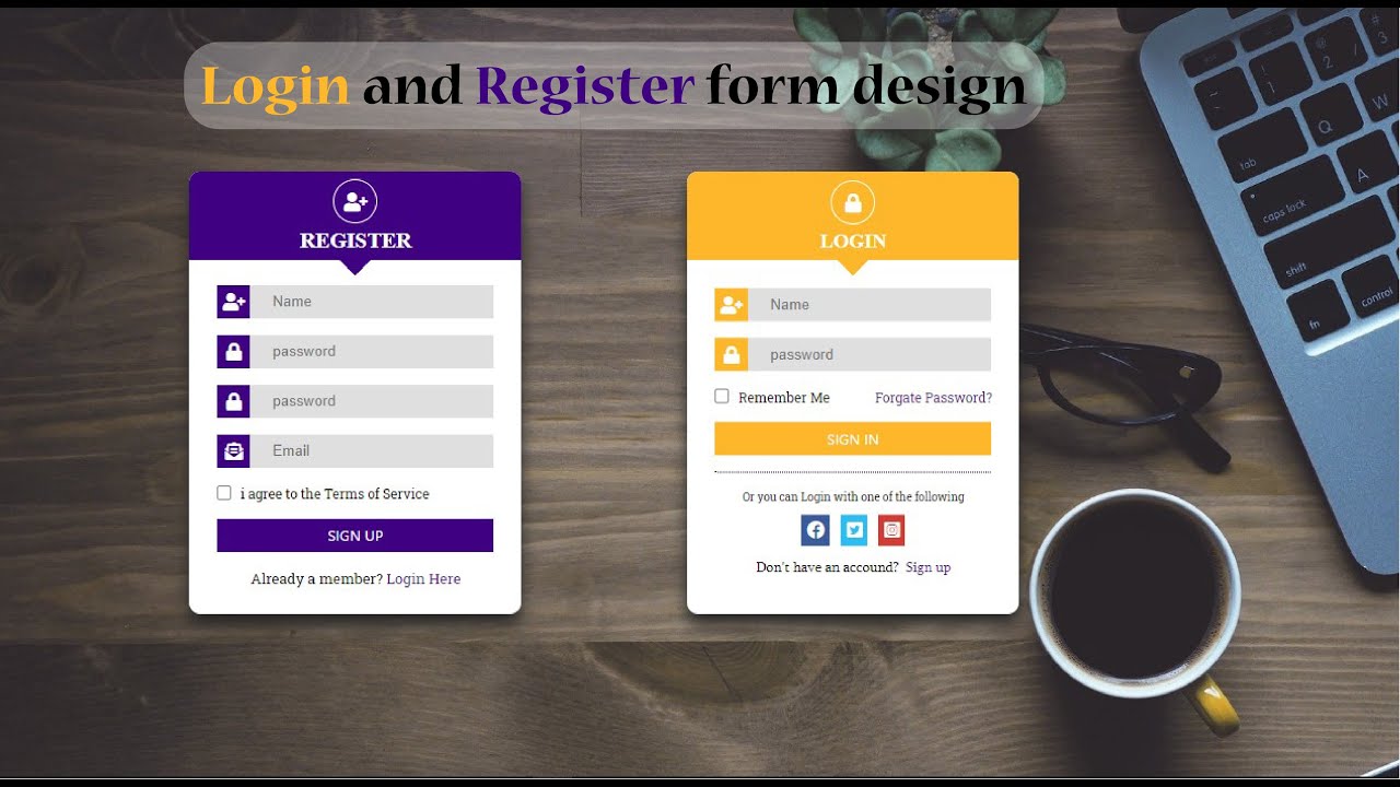 How To Make Login & Registration Form Using HTML And CSS Step By Step ...